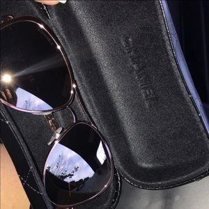 Chanel Gold Pilot Aviator Rose 4223 Sunglasses